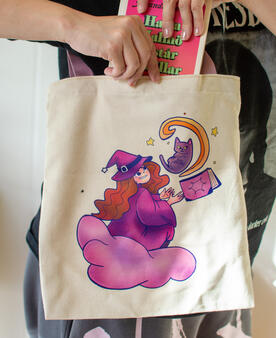 Totebag- Cats, magic, and books Totebag- Cats, magic, and books